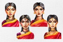 Desi art, Indian woman clipart 25 PNG Digital download Product Image 9