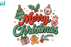 Merry Christmas PNG, Retro Christmas Sublimation, Christmas Product Image 1