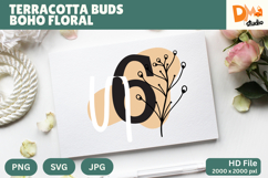 Terracotta Buds Boho Floral Monogram Product Image 1