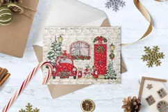 Winter scene Clipart, Christmas door scene Product Image 8