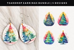 Watercolor Teardrop Earring Sublimation PNG Design Product Image 1