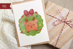 Christmas wreath watercolor and cozy winter animal kawaii Product Image 7