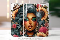 Floral Girl Tumbler Sublimation Design | 20oz Skinny Tumbler Product Image 1