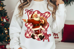 Retro Ho Ho Ho Dancing Santa Png, Vintage Christmas Png Product Image 2