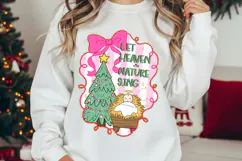 Preppy Coquette Let Heaven & Nature Sing png, Christmas Png Product Image 2