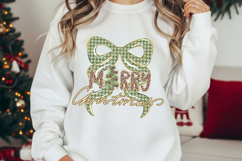 Preppy Merry Christmas Tree Png, Coquette Leopard Christmas Product Image 1