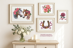 Roses and Horses. Watercolor Clipart Set Product Image 7