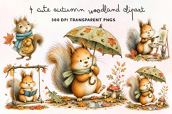 Cute Autumn Woodland Clipart PNG Product Image 1