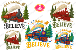 Believe North Pole Train Png, Faux Yarn Believe North Pole Product Image 1