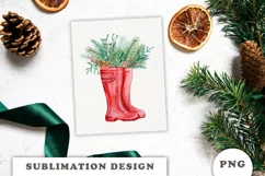 Winter Floral Rubber boots Clipart PNG Product Image 7