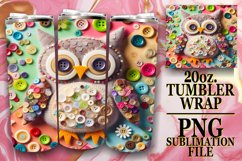Playful Owl Wrap: 3D Sublimation Tumbler Artwork Product Image 1