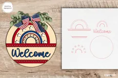 Patriotic Welcome Sign Laser Cut | 4th of July | SVG Product Image 2