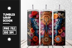 Floral Butterfly Tumbler Wrap | Sublimation | 20 oz Skinny Product Image 1