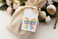 Geometric Rainbow Coquette Bow Clipart with Patterns Product Image 6