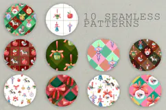 Vintage Watercolor Christmas Clipart & Seamless Patterns Product Image 6