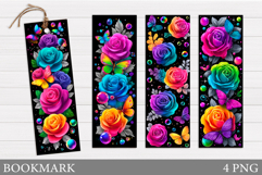 Roses Bookmark Design. Butterflies Bookmark Sublimation Product Image 1