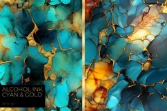 Seamless Abstract Digital Paper, Cyan and Gold Veins Product Image 3