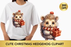 Cute Christmas Hedgehog Clipart, Hedgehog sublimation Product Image 1
