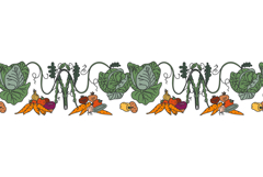 Botanical decorative different vegetables horizontal seamles Product Image 1