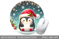 Cute Penguin Mouse Pad. Christmas Penguin Mouse Pad Design Product Image 1