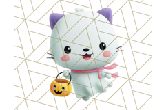 Kawaii Halloween Clipart Cute Kids and Candy Elements Png Product Image 3