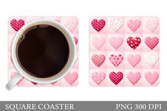 Hearts Coaster Sublimation. Valentines Coaster Design Product Image 1