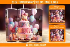 Cute Birthday Tumbler Wraps, Sublimation Wrap Product Image 1