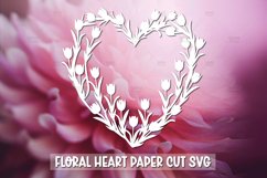 Paper Cut Floral Heart , Paper Cut Heart SVG Product Image 1