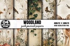 Woodland Junk Journal Digital Paper PNG Product Image 1
