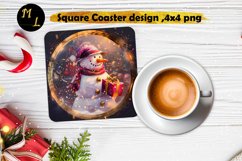 Christmas snowman Square Coaster ,Snowman Coaster png Product Image 1