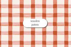 Coral Gingham Seamless Pattern Watercolor Checkered JPG Product Image 1