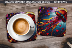 Jellyfish Coaster Sublimation, Valentine Coaster PNG Design Product Image 1