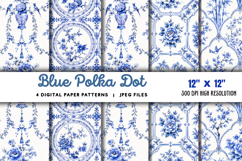 Blue Polka Dot Digital Paper JPG Product Image 1