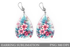 Christmas Flowers Earring. Poinsettia Earring Sublimation Product Image 1