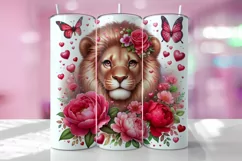 Valentine's Day Lion Tumbler Wrap Sublimation Design Product Image 1
