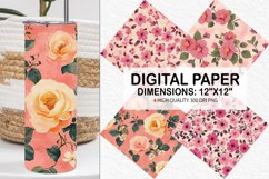 Pink Retro Flowers Digital Paper - Flowers Background Product Image 1