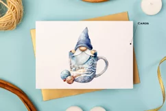 Watercolor Christmas gnome in tea mug, Gnome PNG Product Image 7