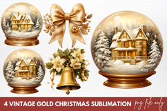 Vintage Gold Christmas Sublimation Clipart Product Image 1