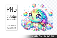 Summer Turtle Clipart PNG Bundle, High Quality PNG Files Product Image 8