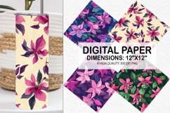 Fuchsia Flowers Pattern Digital Paper- Flowers Background Product Image 1