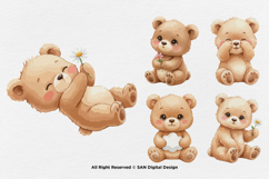 15 Bundle Watercolor Baby Bear Brown Wild Grizzly Forest Product Image 7