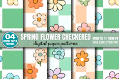 Spring Flower Checkered Pattern Digital Paper Background PNG Product Image 8