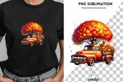 Autumn Truck PNG Digital Prints, Sublimation Print, Crafting Product Image 1