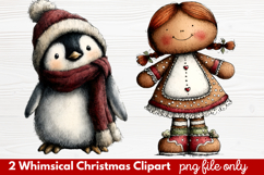 2 Whimsical Christmas Clipart | Cute Holiday PNG Set Product Image 1