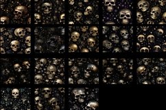 Glittery Skulls Seamless Background Patterns, Halloween Seamless Patterns, Skeleton Seamless Background, Fall Seamless Pattern, 300DPI