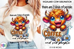 Coffee Lover Sublimation, Cute Highland Cow Print Product Image 1