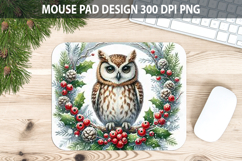 Owl Mouse pad Sublimation - Christmas Animal PNG Design Product Image 1