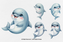15 Bundle Watercolor Dolphin Fish Animal Sea Ocean Kids Product Image 7