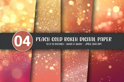 Peach Gold Bokeh Digital Paper Product Image 1