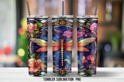 Dragonflies Stained Glass Tumbler Wrap Sublimation PNG Product Image 3